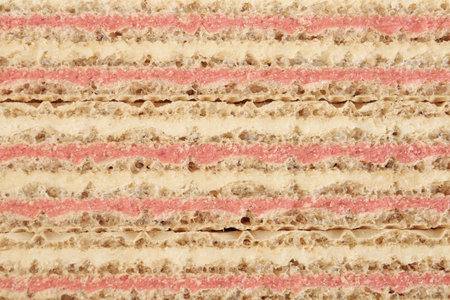 Wafer sticks with pink filling as background, closeup. sweet foodの写真素材
