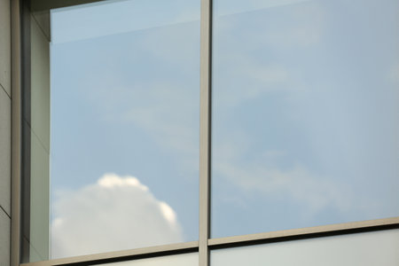 Close up view of tinted window. urban architecture