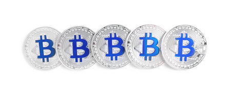 Bitcoin isolated on white, top view. digital currencyの写真素材