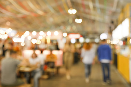 Blurred view of modern cafe. bokeh effectの写真素材