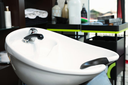 Hair washing sink in modern beauty salonの写真素材