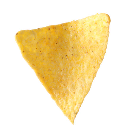 Tasty Mexican nacho chip on white backgroundの写真素材