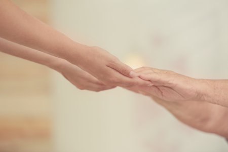 People, care and support. Giving helping hand conceptの写真素材