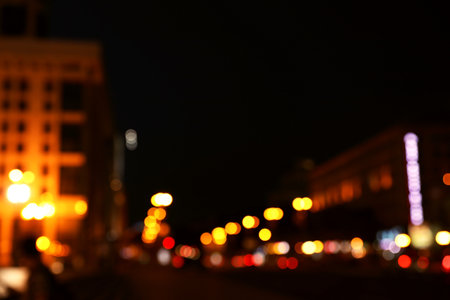 Blurred view of beautiful city at night. bokeh effect