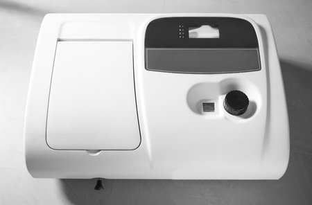 Spectrophotometer on gray table, top view. laboratory researchの写真素材
