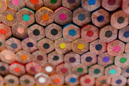Different color pencils as background, close up viewの写真素材