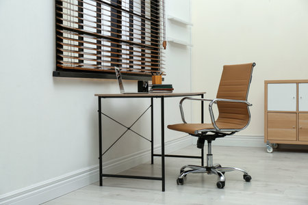 Stylish workplace interior with modern office chairの写真素材