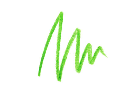 Green pencil scribble on white background, top viewの写真素材