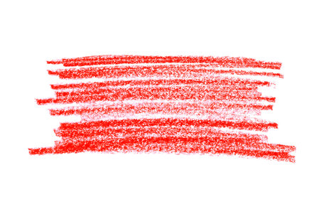 Red pencil hatching on white background, top viewの写真素材