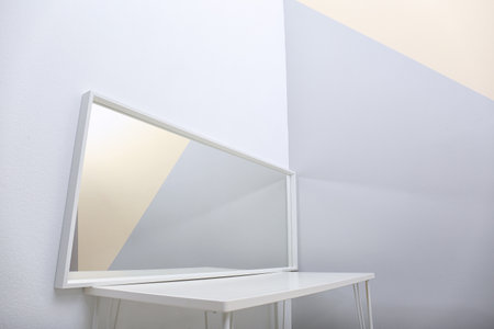 Makeup table with mirror in dressing room