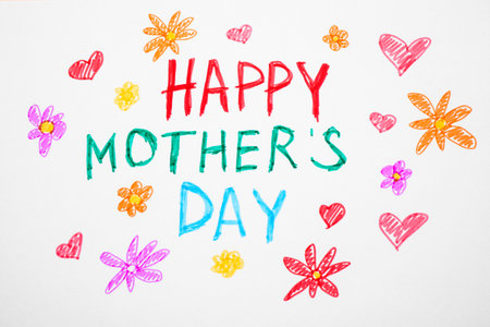 Handmade greeting card for Mother's Day, top viewの写真素材