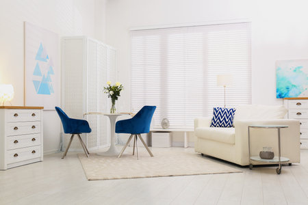 Modern living room interior with stylish furnitureの写真素材