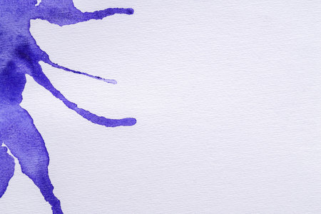 Blue watercolor blots on white background, top view. Space for textの写真素材