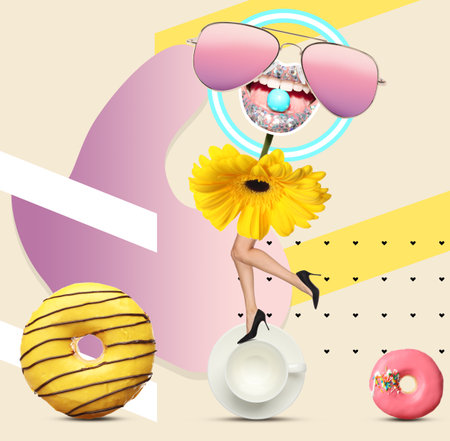 bright collage. Various elements combined into creative artworkの写真素材