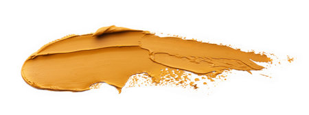 Light brown oil paint stroke on white background, top view