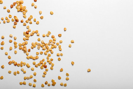 Many pepper seeds on white background, top viewの写真素材