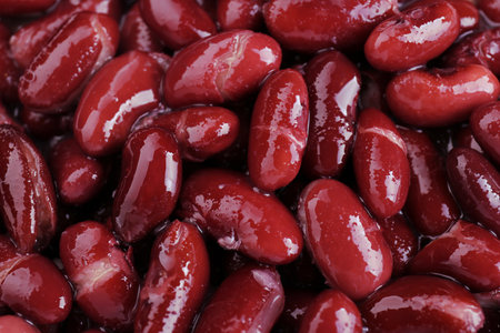 Canned red kidney beans as background, top viewの写真素材