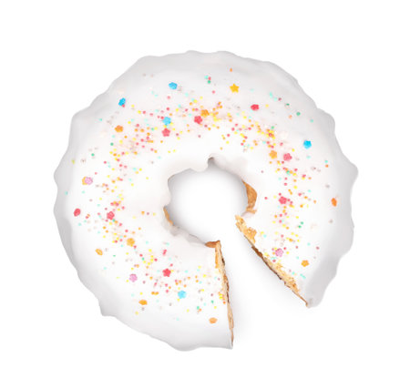 Traditional Easter cake with sprinkles on white background, top viewの写真素材