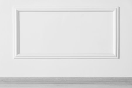 Beautiful white wall with molding in clean empty roomの写真素材