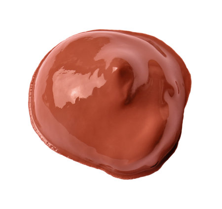 Sample of brown paint on white background, top viewの写真素材