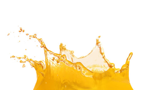 Splashing tasty fresh juice on white backgroundの写真素材