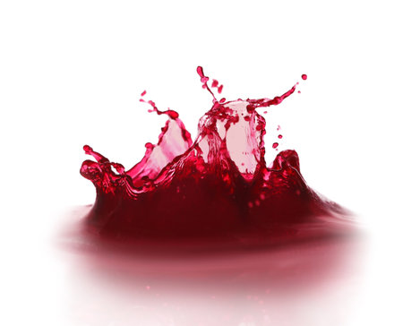 Splashing tasty fresh juice on white backgroundの写真素材
