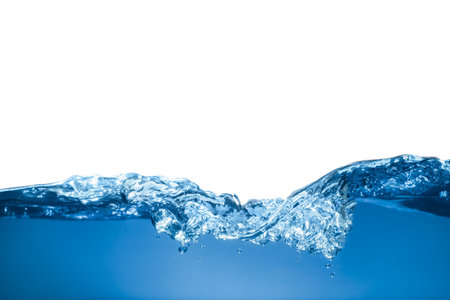 Splash of clear blue water on white background