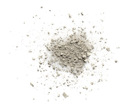 Pile of light dust scattered on white background, top viewの写真素材