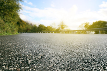 Picturesque view of empty asphalt road, closeupの写真素材