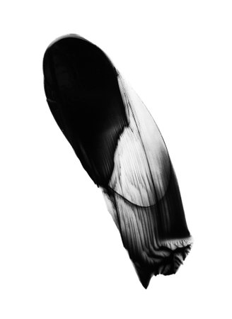 Black paint sample on white background, top viewの写真素材