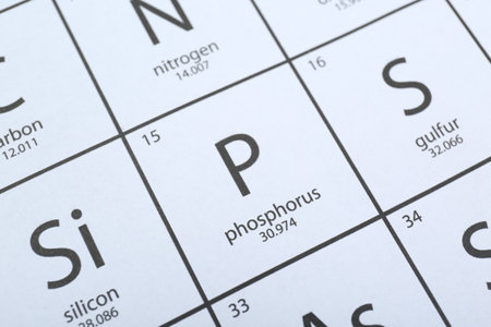 Periodic table of chemical elements, closeup viewの写真素材