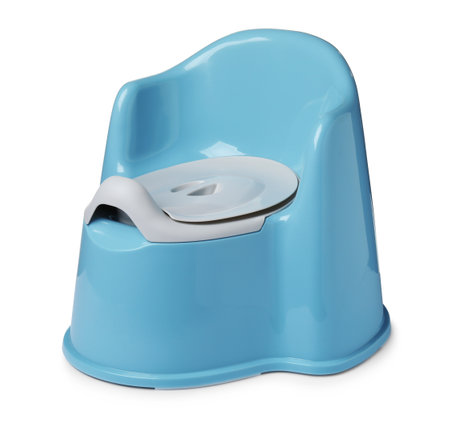 Light blue baby potty isolated on white. Toilet trainingの写真素材