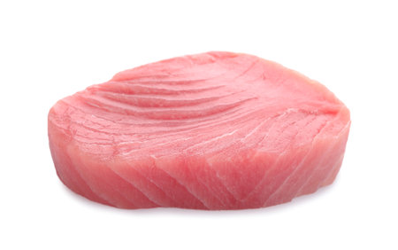 Fresh raw tuna fillet isolated on whiteの写真素材