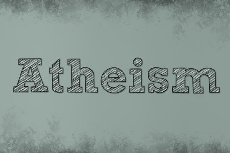 Word Atheism on color background. Philosophical or religious positionの写真素材