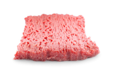 Raw fresh minced meat isolated on whiteの写真素材