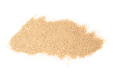 Dry beach sand isolated on white, top viewの写真素材