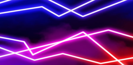 Neon lines on colorful background. Banner designの写真素材