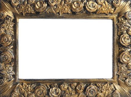 Vintage frame with blank white background. Mockup for design