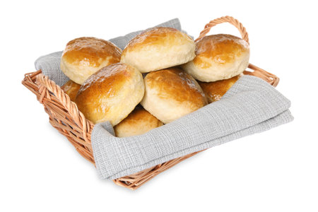 Tasty scones prepared on soda water isolated on whiteの写真素材