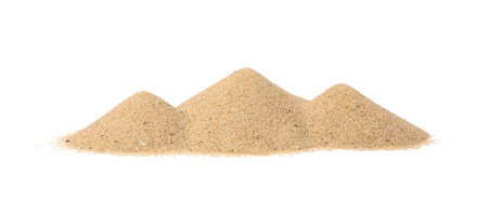 Heaps of beach sand isolated on whiteの写真素材