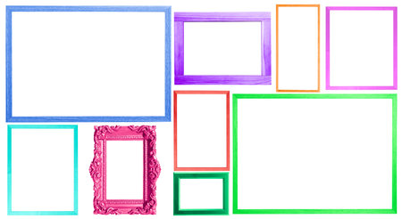 Collage with bright frames on white backgroundの写真素材