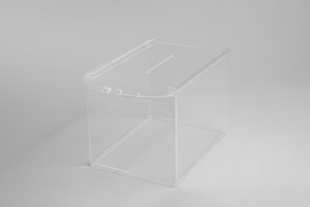 One ballot box on light gray background. Election time
