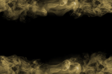 Frame of smoke on black background, space for textの写真素材