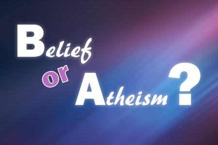 Question Belief Or Atheism on blurred backgroundの写真素材
