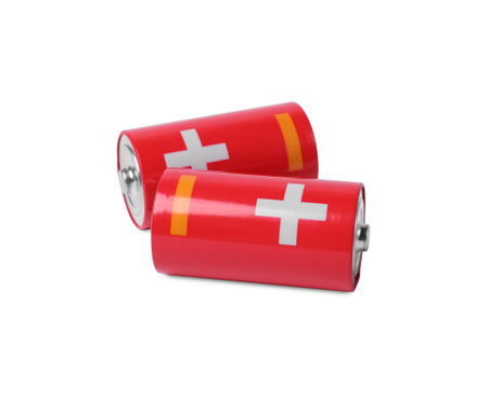 New C size batteries isolated on white