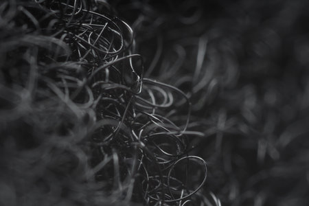 Black hook-and-loop fastener as background, macro viewの写真素材