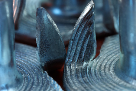 Texture of modern metal fasteners, macro view