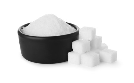 Different types of sugar isolated on whiteの写真素材