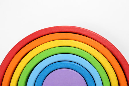 Rainbow on white background, top view. Children's toyの写真素材
