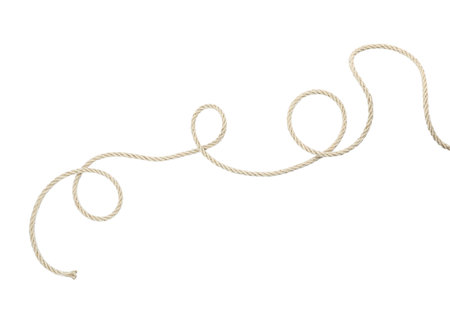 Hemp rope isolated on white, top view